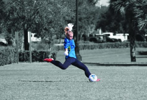 Logan McGruder winds up for a kick. She currently plays for the School and Sunrise
Prime FC. She aims to earn a spot on the US National Team.
