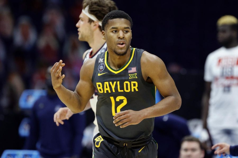 Final Fours Most Outstanding Player Jared Butler celebrates a basket in the Baylor victory over Gonzaga.