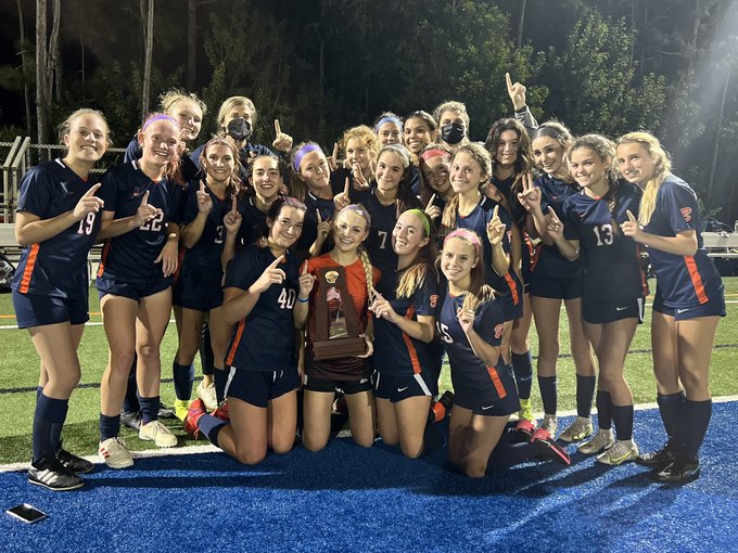 The girls’ soccer team celebrated their district championship win over Oxbridge Academy on Feb. 2. Less than a week later, the team followed up with a 2-0 win in the regional quarterfinals on Feb. 8.