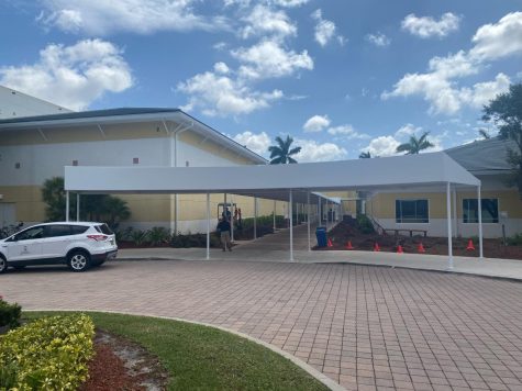 The new walkway at the pickup line is this year's senior gift, as it will both honor the graduating class and protect students from any adverse weather.