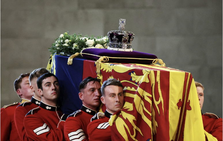 The funeral procession carrying Queen Elizabeth II coffin into Westminster Hall on September 14.