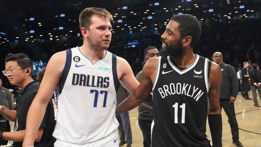 Star+point+guard+Kyrie+Irving+was+traded+to+the+Dallas+Mavericks+at+the+NBA+trade+deadline.+Irving+now+teams+up+with+Dallas+star+Luka+Doncic.