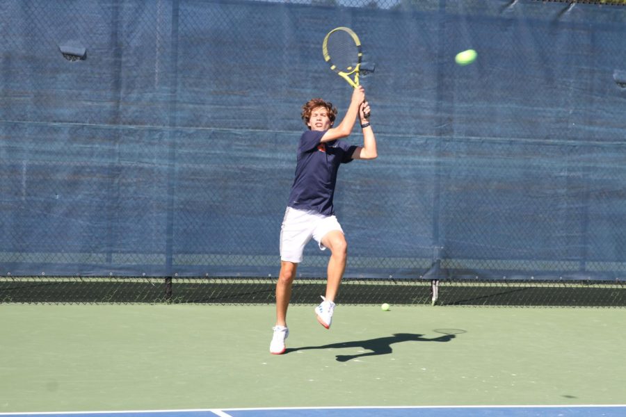 Seventh-grader+Misha+Liberzon+hits+a+backhand+versus+Jacob+Hartman%2C+where+Liberzon+lost+4-8.+%E2%80%9CI+played+well%2C+but+Jacob+played+better.+I+know+him+personally%2C+and+the+last+time+I+played+him+it+was+closer+than+4-8.+He+played+the+better+match+today%2C+and+he+deserved+it+with+all+of+the+work+he+put+on+the+court%2C%E2%80%9D+Liberzon+said.+%0A