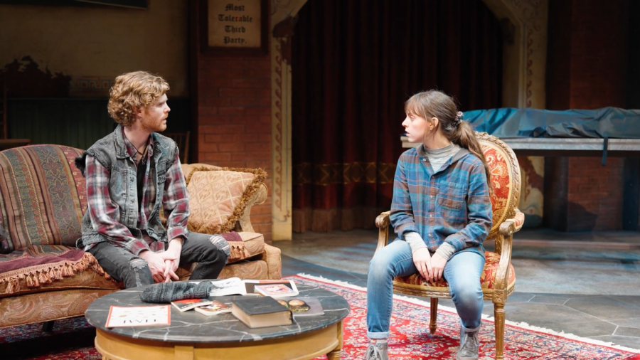 Baker, played by Tyler Corbin, and Iris, played by Georgi James, sit down for a discussion in order to make their plans to leave Omaha. The play at Palm Beach Dramaworks made its world premiere on Feb. 3.
