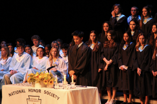 Sophomore Anthony Viverito joins the other new inductees who were each inducted under one of the four pillars of NHS.

