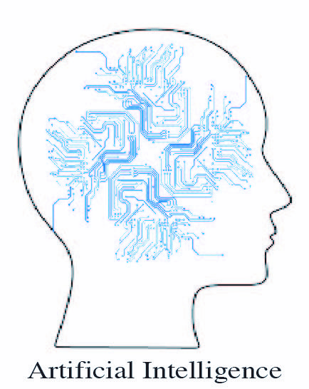 In the graphic, Artificial Intelligence is represented by the circuit boards that are dominating many sectors of the workforce.