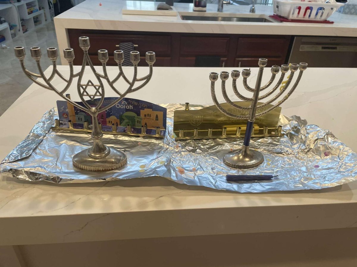 Two menorahs are set out as students prepare for Hanukkah this year. (Photo courtesy of Jonathan Vidal)