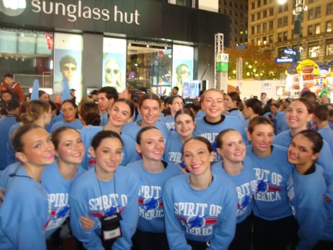 The Dazzlers performed as part of the Spirit of America dance squad. Pictured
above (l to r): Nickie Walsh, Bridget Stein, Catalina Sanchez, Ava Reece, Bryce
Seger, Lulu Swank, Mackenzie Walsh, Alyssa Saraqi, and Ava Crawford.