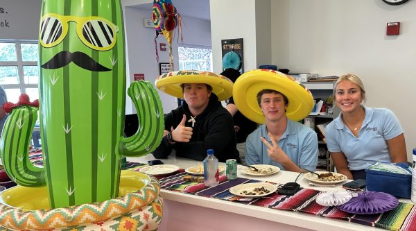 Seniors Landon Rapkiewicz, Drew Buchanan, and Sailor Plasman celebrate their remaining days as students during the Senior Fiesta. 