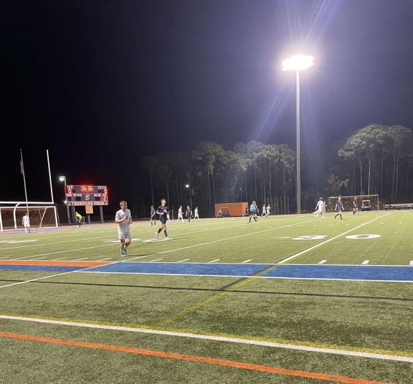 The Boys' Soccer Regional Quarterfinal game was tied until overtime, in which Senior Maddox Hoffman scored the winning goal. 