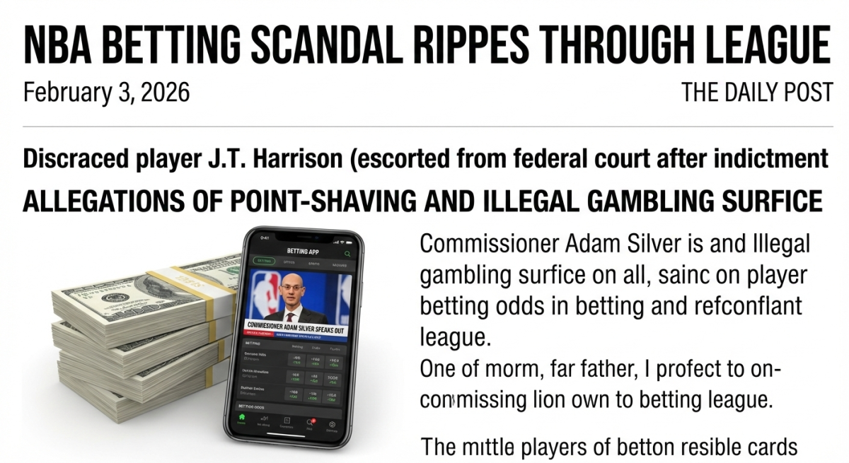 The NBA has been rocked by accusations of gambling by many current and former players and officials. (Image created with AI)