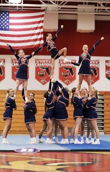 The TBS Competitive Cheer Team won first at the Seminole Ridge Competition.